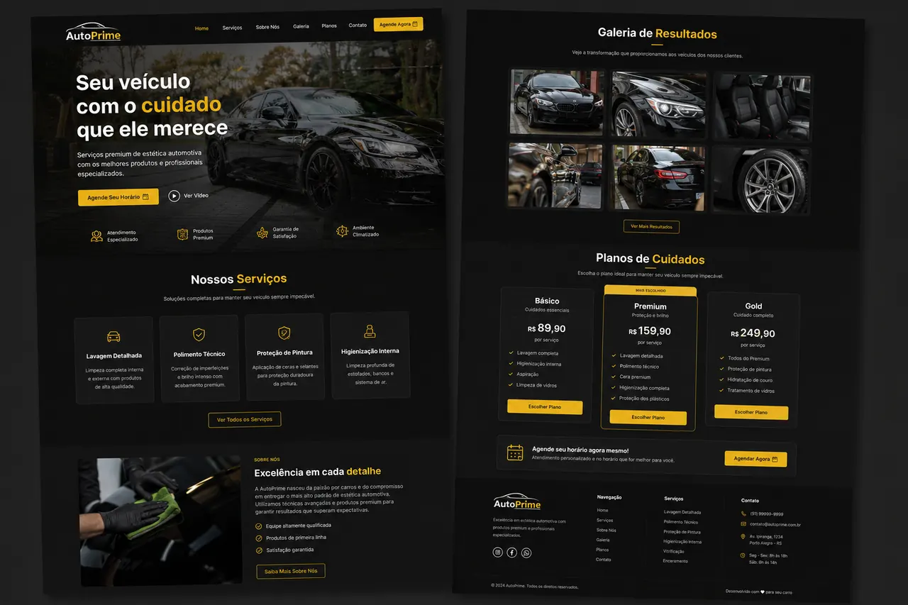 Print do site AutoPrime desenvolvido pela RTAG para Estética automotiva em Brasil