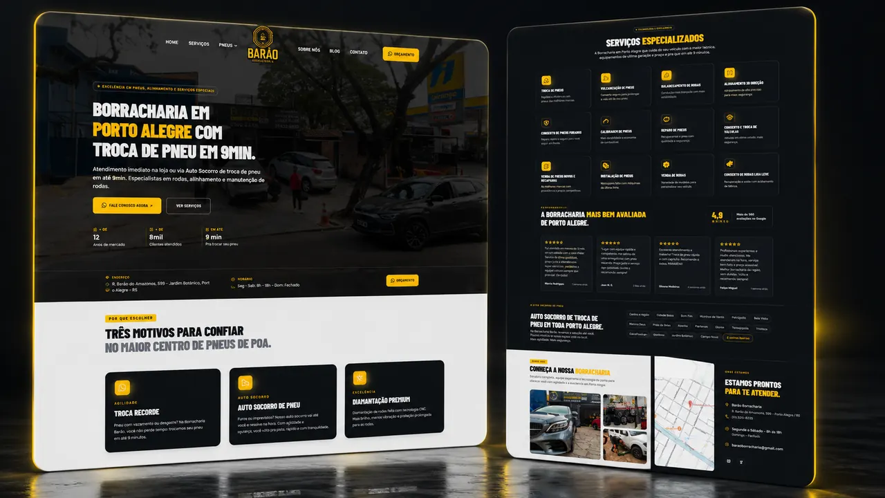 Print do site Barão Borracharia desenvolvido pela RTAG para Borracharia e pneus em Porto Alegre/RS