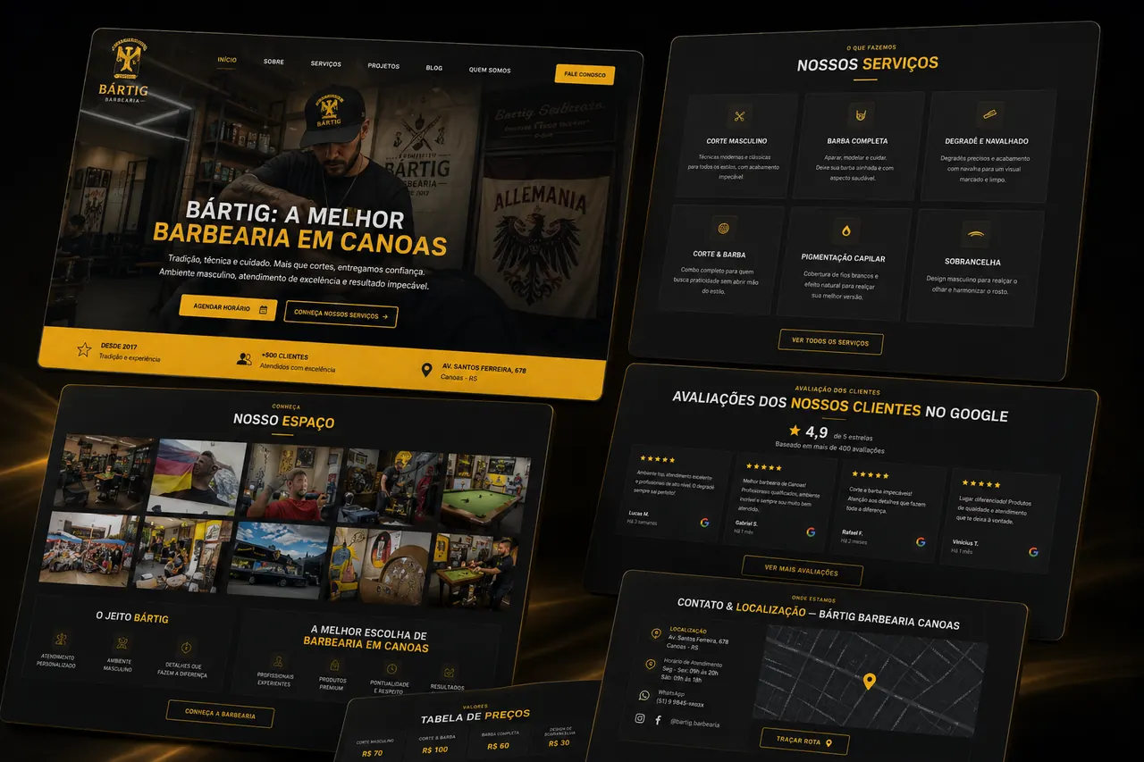 Print do site Bártig Barbearia desenvolvido pela RTAG para Barbearia em Canoas/RS