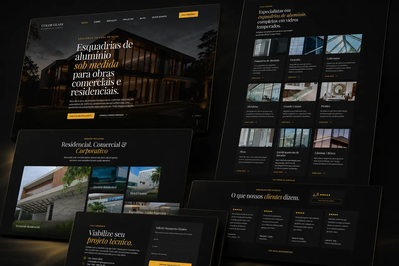 Site Color Glass criado para estrategia de SEO local da RTAG
