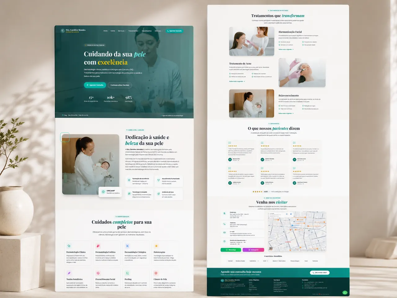 Print do site Dra. Carolien Mendes desenvolvido pela RTAG para Dermatologia em Campinas/SP