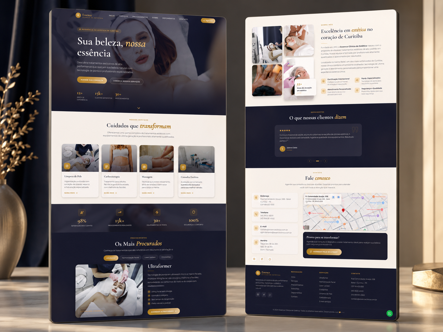 Print do site Clínica Estética desenvolvido pela RTAG para Estética em Site modelo · Curitiba/PR