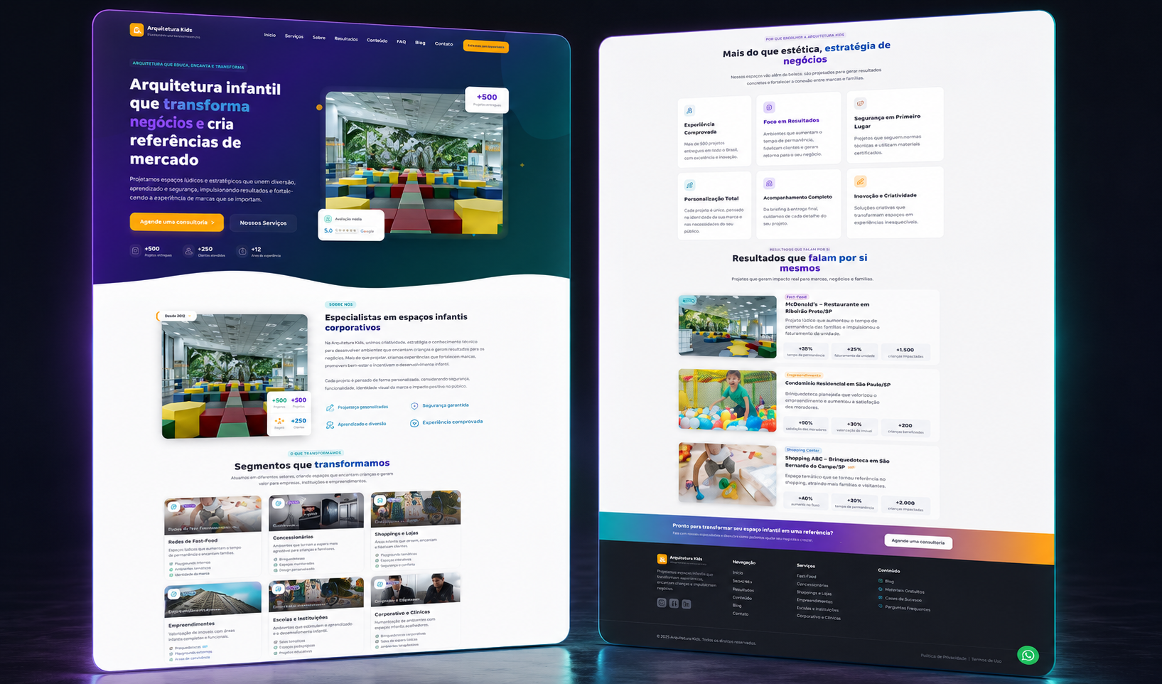 Projeto de site para arquitetura infantil desenvolvido pela RTAG